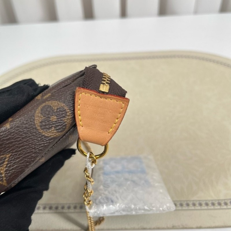 LV路易威登 mini小麻將 經典老花鏈條肩帶 可diy斜挎 氣質百搭 可愛乖巧 容量足夠-13