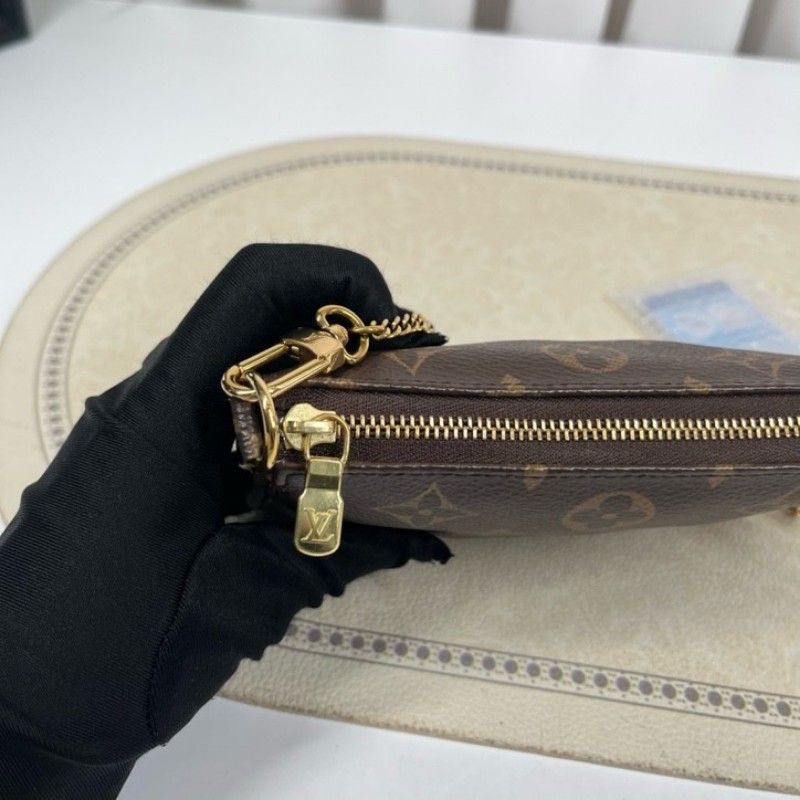 LV路易威登 mini小麻將 經典老花鏈條肩帶 可diy斜挎 氣質百搭 可愛乖巧 容量足夠-15