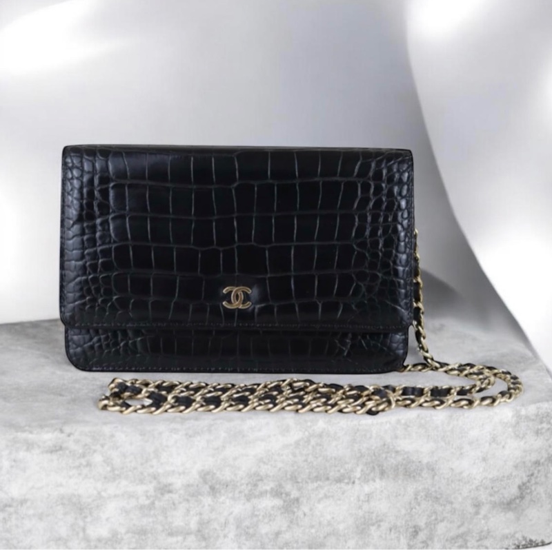 「JL精品代購」98新 Chanel 香奈兒 鱷魚皮Woc-0