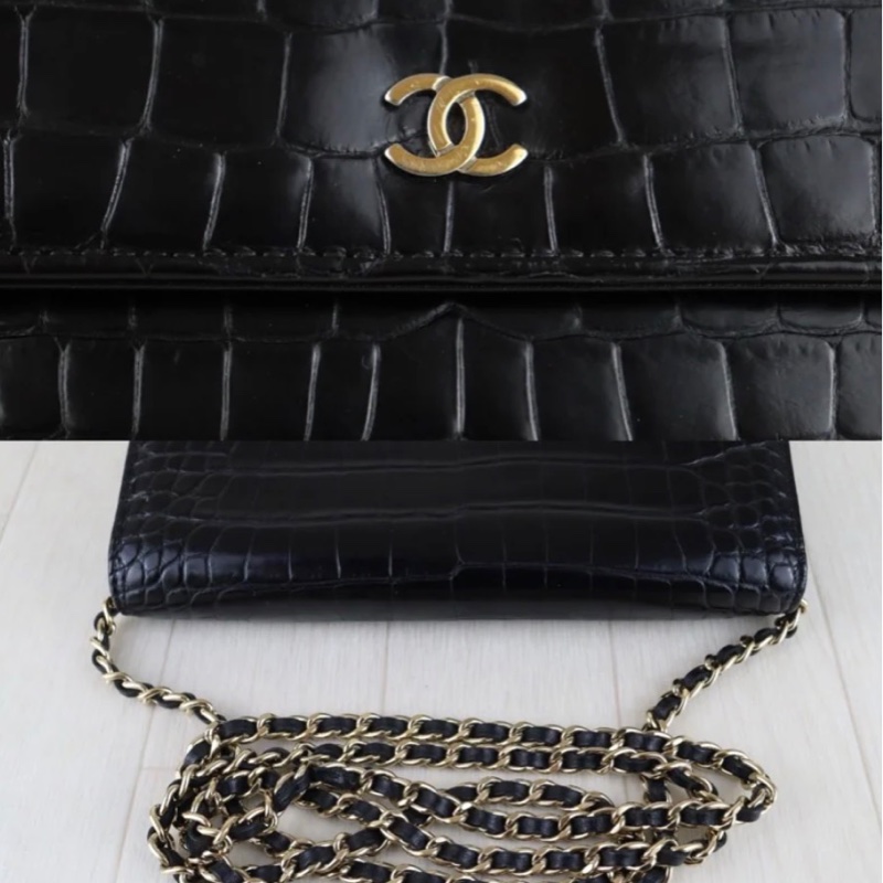 「JL精品代購」98新 Chanel 香奈兒 鱷魚皮Woc-5