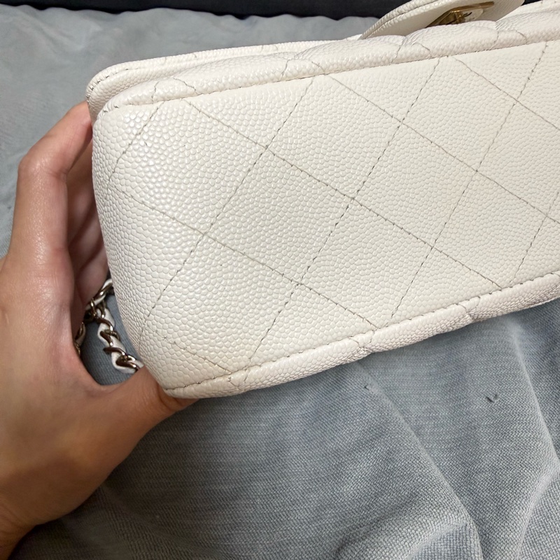 Chanel CF25 白色 全配 Classic Flap 25cm-9