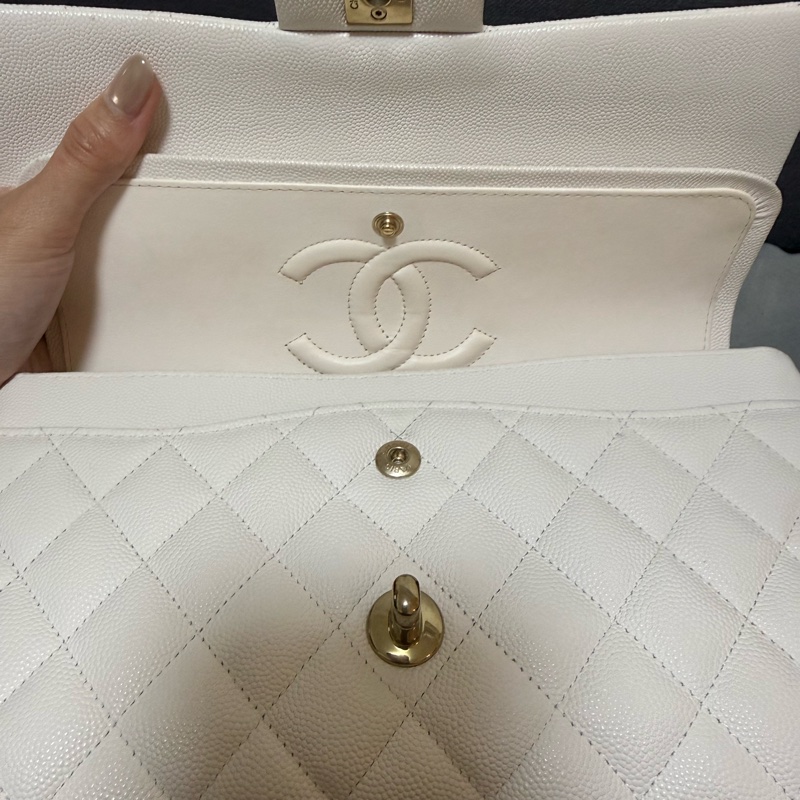 Chanel CF25 白色 全配 Classic Flap 25cm-10