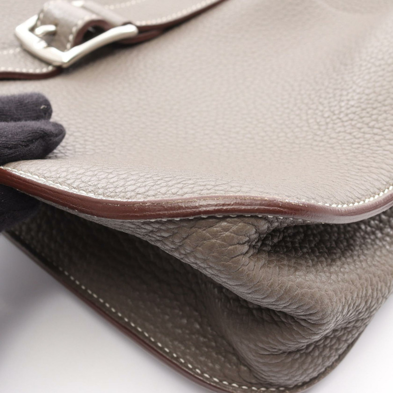 愛馬仕 Halzan 31 斜背單肩包，Clemence 皮革，Etain SHW，二手-6