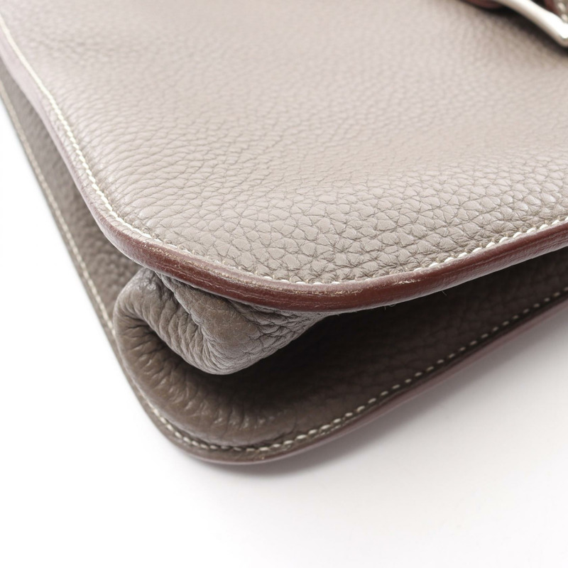 愛馬仕 Halzan 31 斜背單肩包，Clemence 皮革，Etain SHW，二手-7