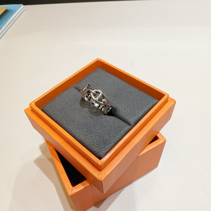 Hermes 925銀ChaineDancre豬鼻戒指-0