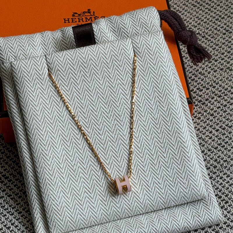 愛馬仕 HERMES Mini Pop H 櫻花粉項鍊-0