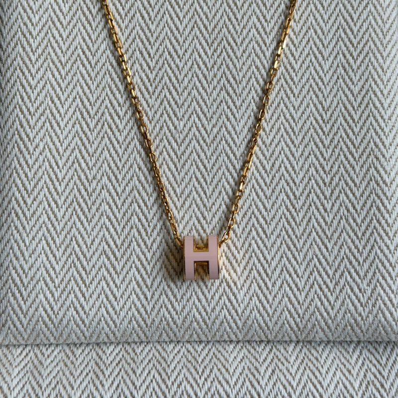 愛馬仕 HERMES Mini Pop H 櫻花粉項鍊-1