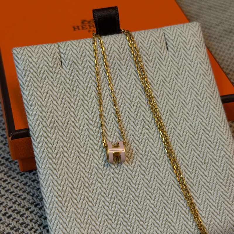 愛馬仕 HERMES Mini Pop H 櫻花粉項鍊-2