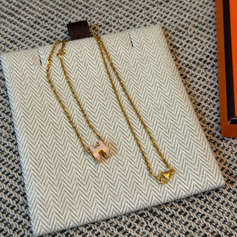 愛馬仕 HERMES Mini Pop H 櫻花粉項鍊-3