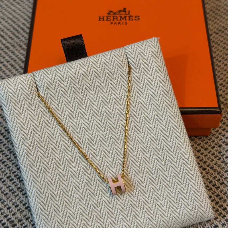 愛馬仕 HERMES Mini Pop H 櫻花粉項鍊-4