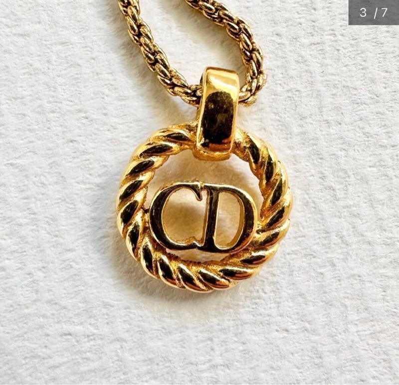 Christian Dior 經典金色CD麻花邊項鍊✨-3