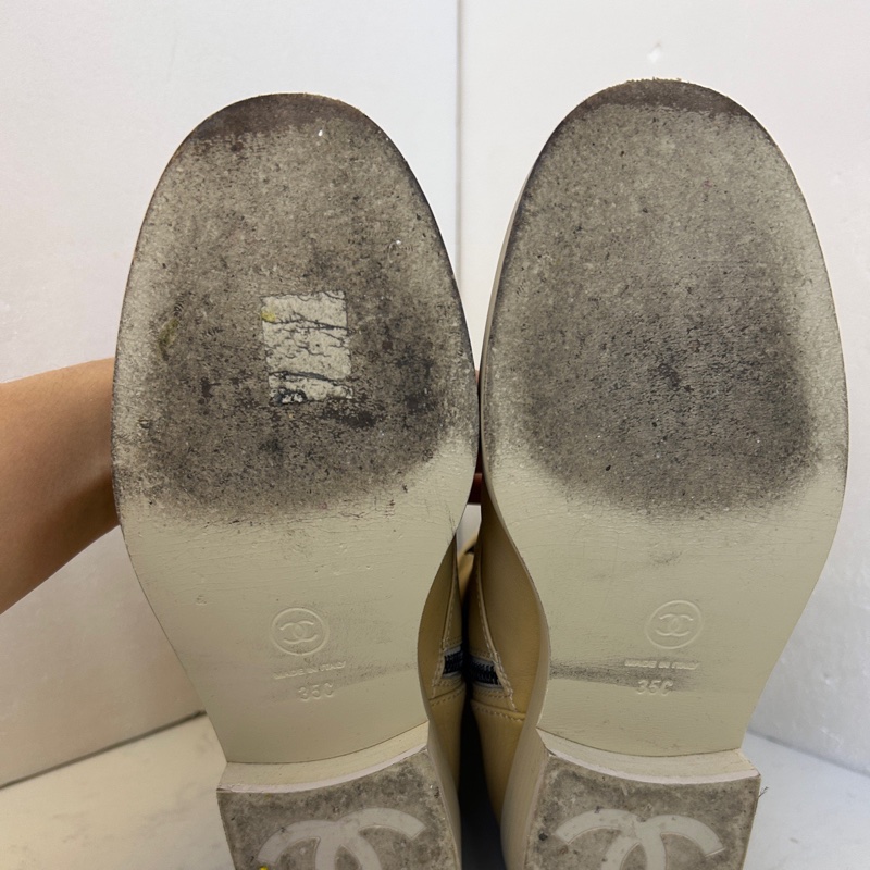 Chanel香奈兒馬丁靴、短靴 米黃色 尺碼：35.5碼 無附件-10