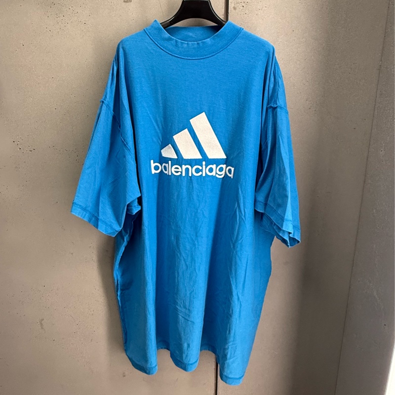 二手藍色Balenciaga x adidas聯名短袖T恤-0