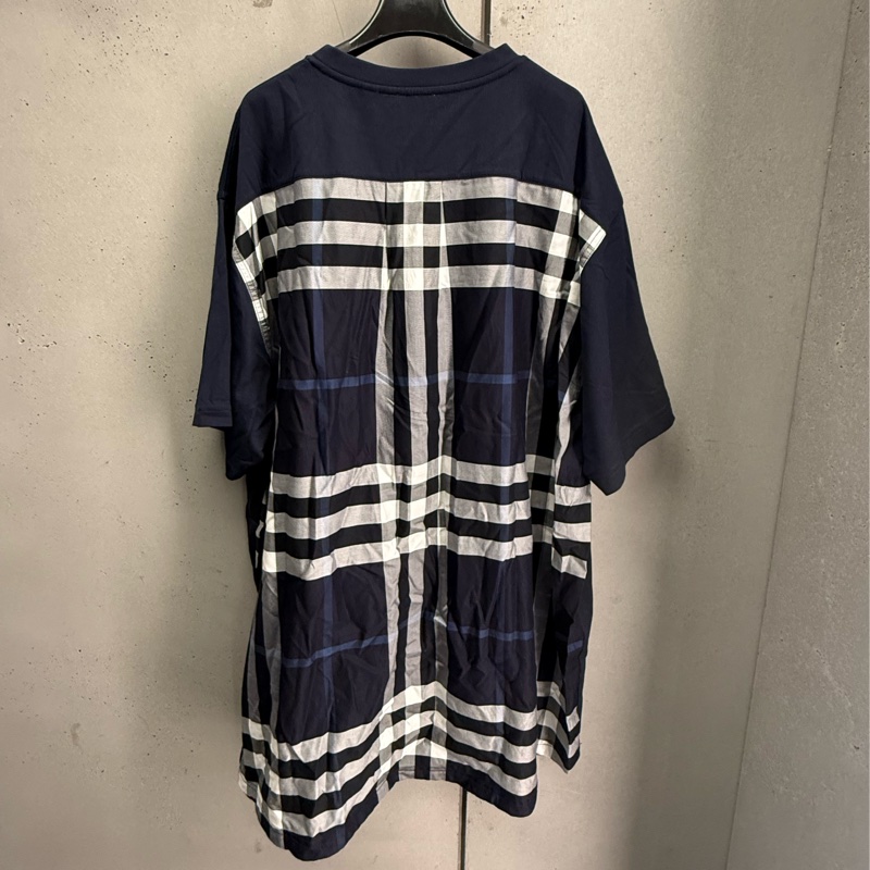 二手海軍藍Burberry拼接短袖T恤-6