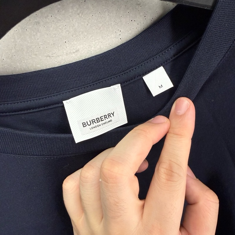 二手海軍藍Burberry拼接短袖T恤-9