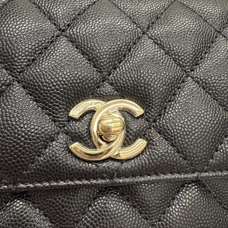 Chanel 香奈兒 coco handle 黑金 附購證 少用9成新-4