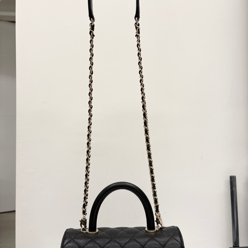 Chanel 香奈兒 coco handle 黑金 附購證 少用9成新-15