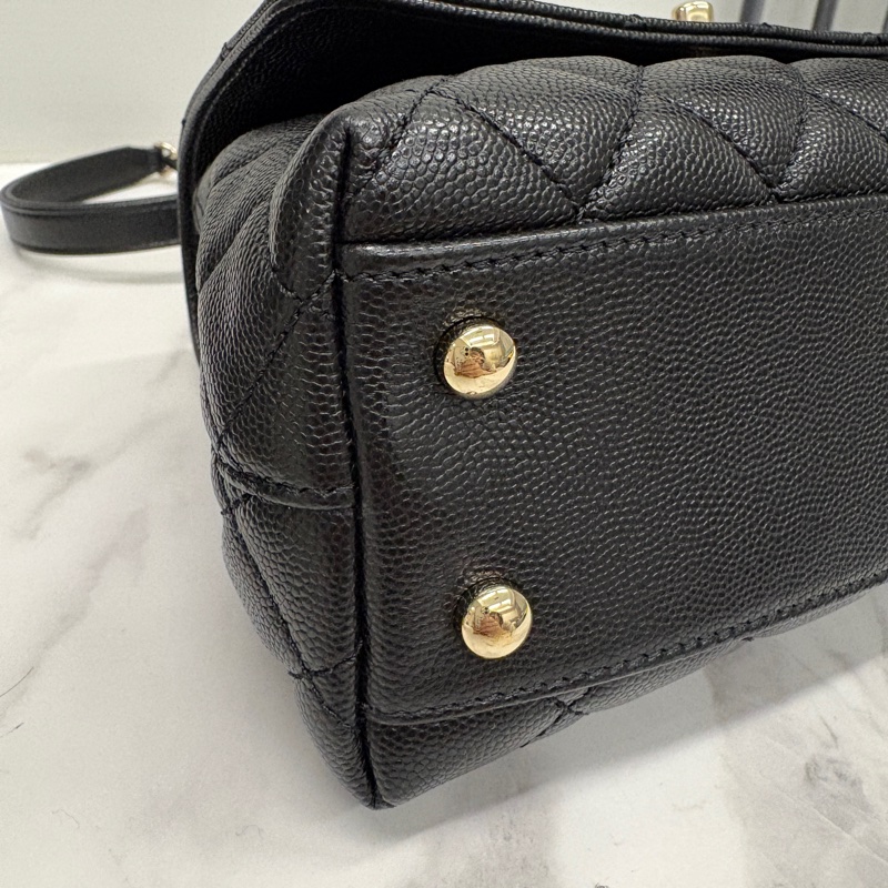 Chanel 香奈兒 coco handle 黑金 附購證 少用9成新-16