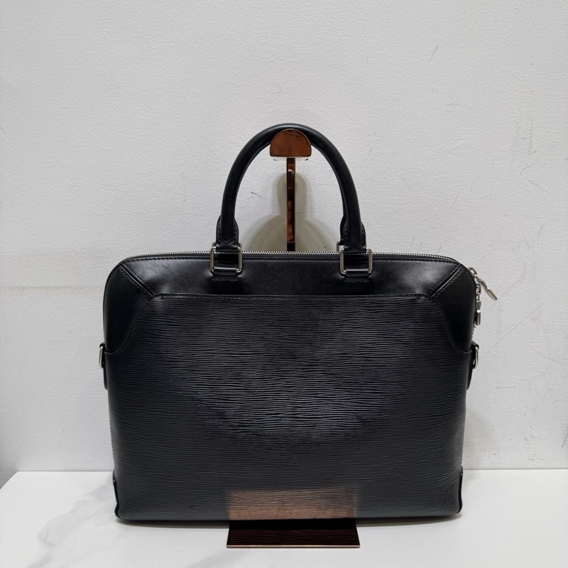 LV路易威登黑色水波紋公文包電腦包單肩包斜挎包手提包常規 缺肩带)-0