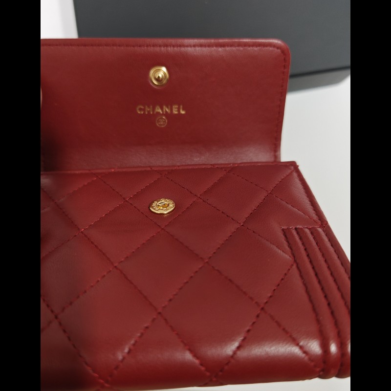 Chanel boy wallet 皮革 短夾 銀包 3折錢包-2