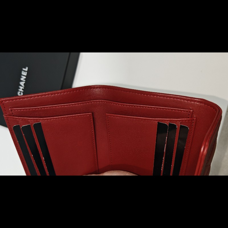 Chanel boy wallet 皮革 短夾 銀包 3折錢包-4