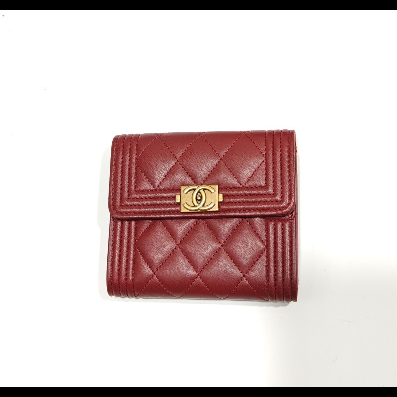 Chanel boy wallet 皮革 短夾 銀包 3折錢包-5