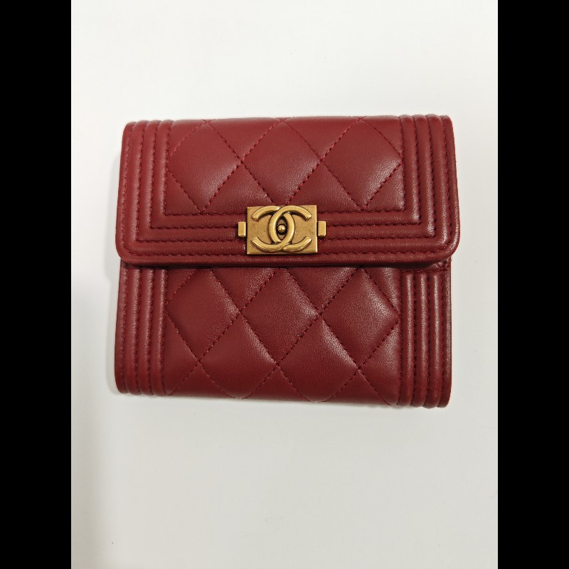 Chanel boy wallet 皮革 短夾 銀包 3折錢包-6