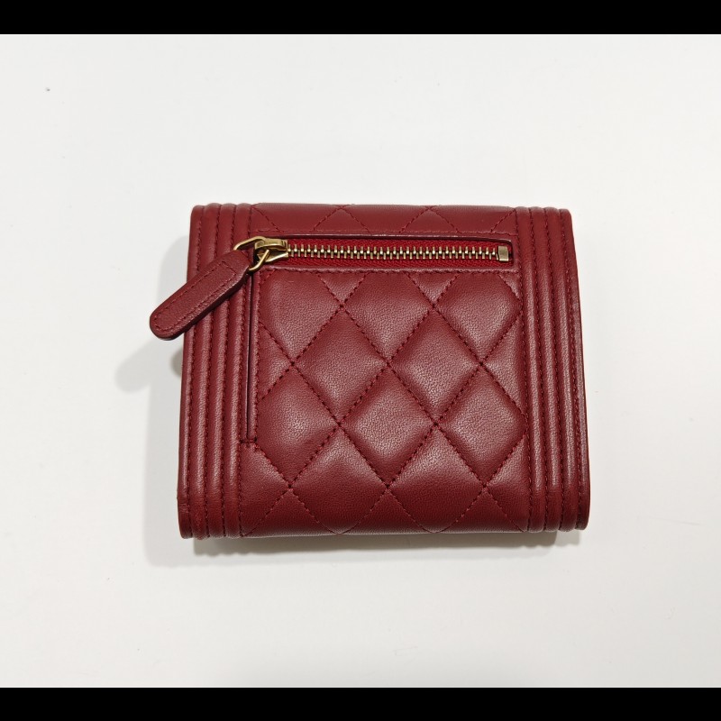 Chanel boy wallet 皮革 短夾 銀包 3折錢包-7
