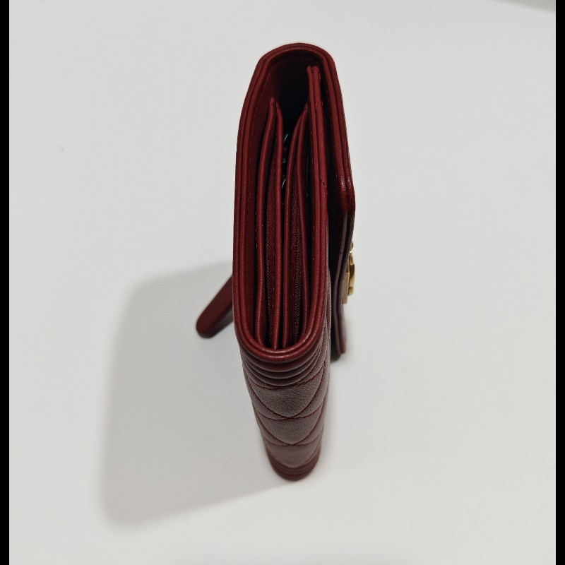 Chanel boy wallet 皮革 短夾 銀包 3折錢包-9