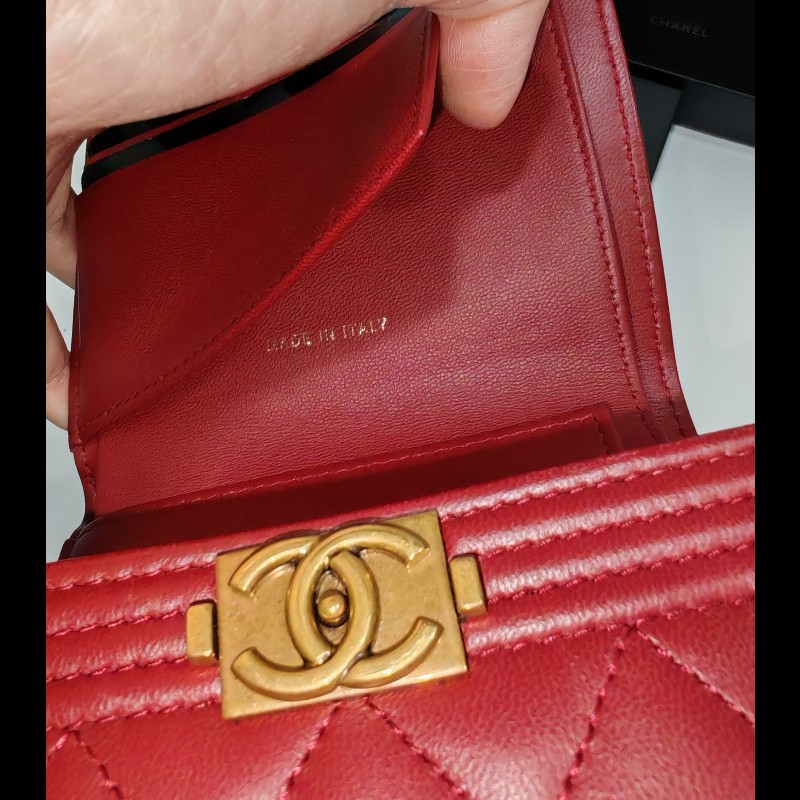 Chanel boy wallet 皮革 短夾 銀包 3折錢包-12