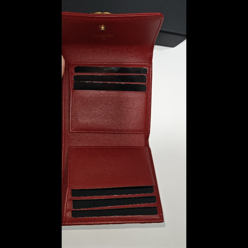 Chanel boy wallet 皮革 短夾 銀包 3折錢包-13