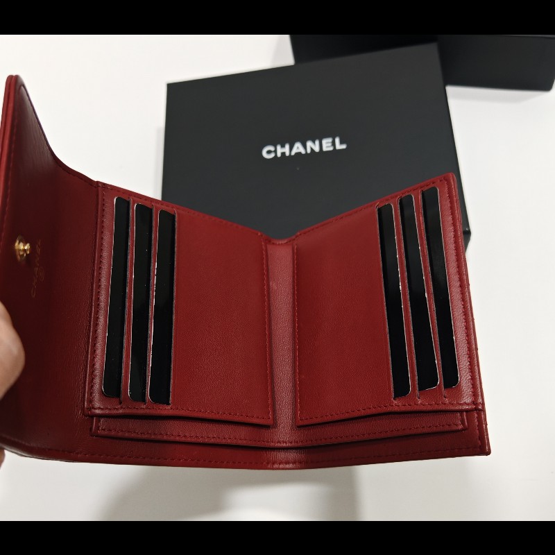 Chanel boy wallet 皮革 短夾 銀包 3折錢包-17