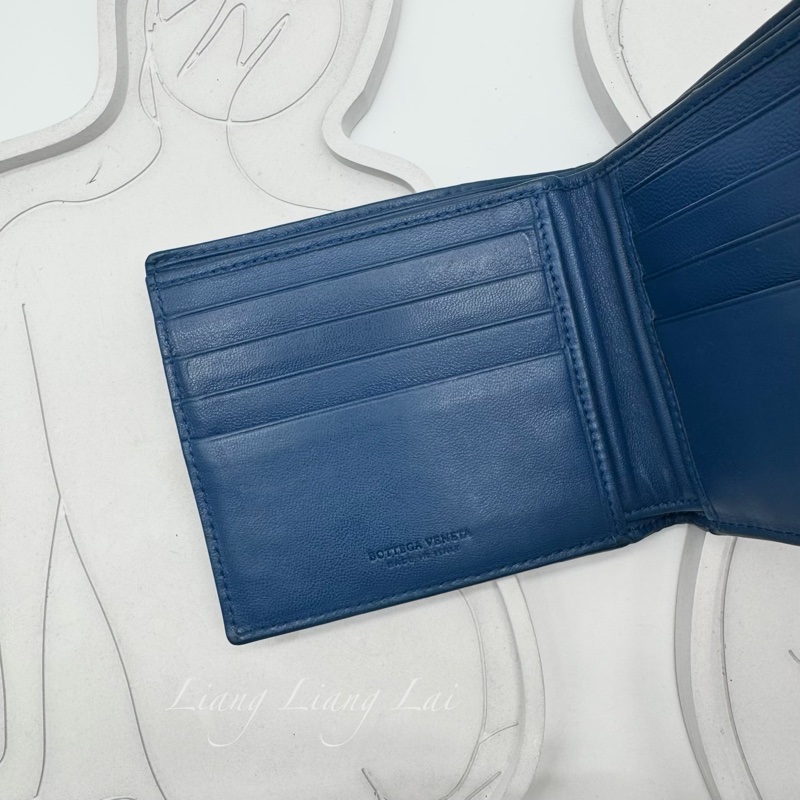 BOTTEGA VENETA BV經典編織小羊皮咖啡色撞色短夾-7