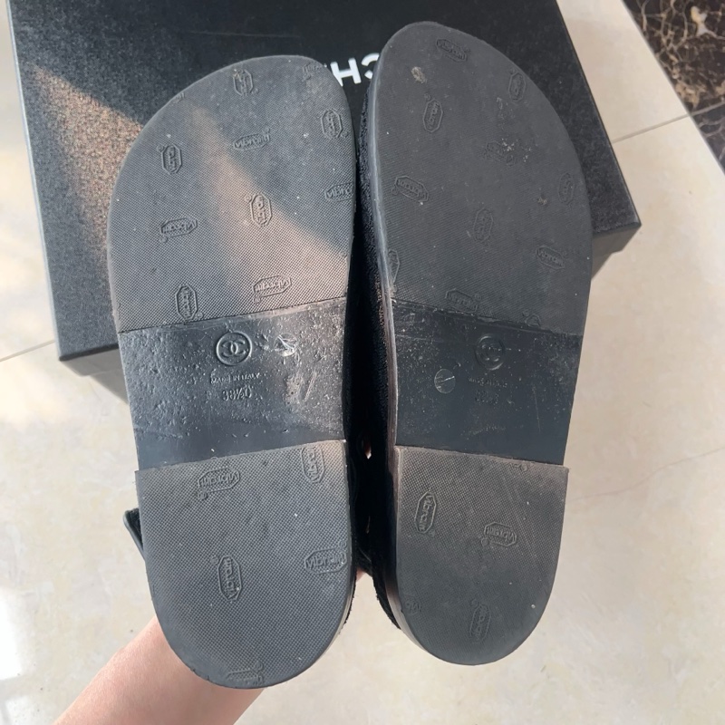 Chanel 香奈兒經典款魔術貼涼鞋38.5碼-5