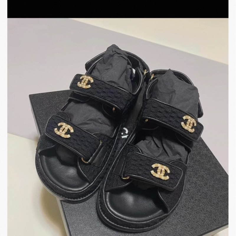 Chanel 香奈兒經典款魔術貼涼鞋38.5碼-7