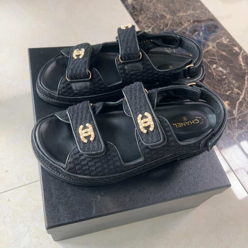 Chanel 香奈兒經典款魔術貼涼鞋38.5碼-9