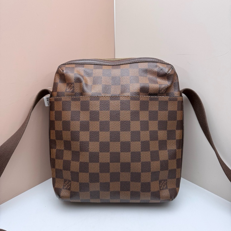Louis Vuitton路易威登 棕棋盤格男士單肩斜挎包 豆腐包  11年編碼 底長20cm-0
