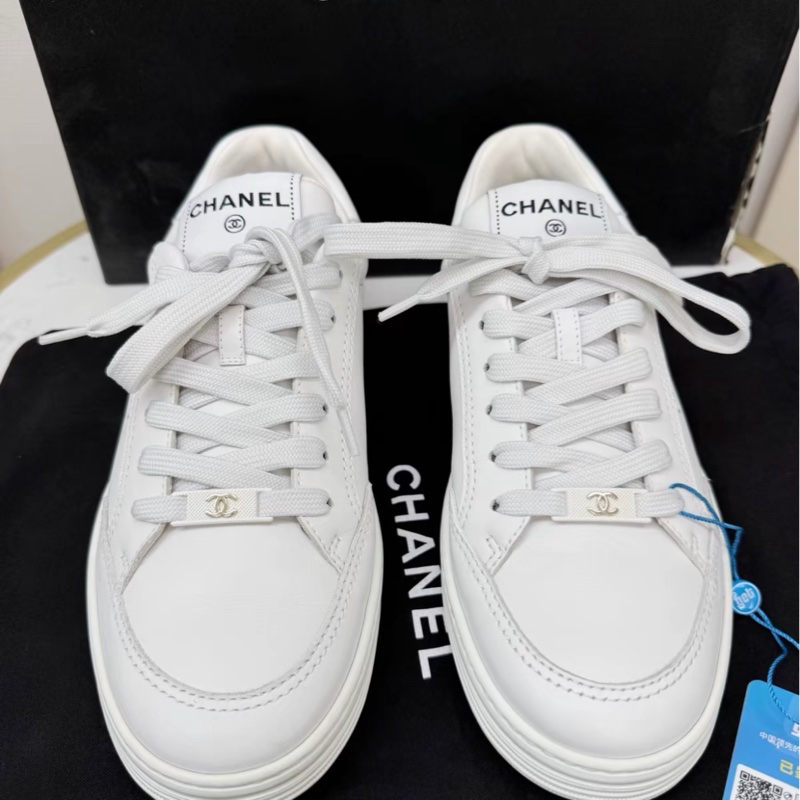 99新 Chanel香奈兒金標字母小白鞋 38碼-0