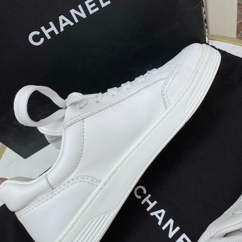 99新 Chanel香奈兒金標字母小白鞋 38碼-2
