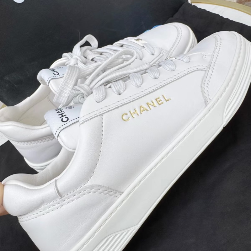 99新 Chanel香奈兒金標字母小白鞋 38碼-8