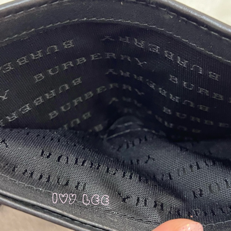 BURBERRY 經典黑灰格紋 翻蓋短夾 零錢袋 5卡層 正品 二手精品-4