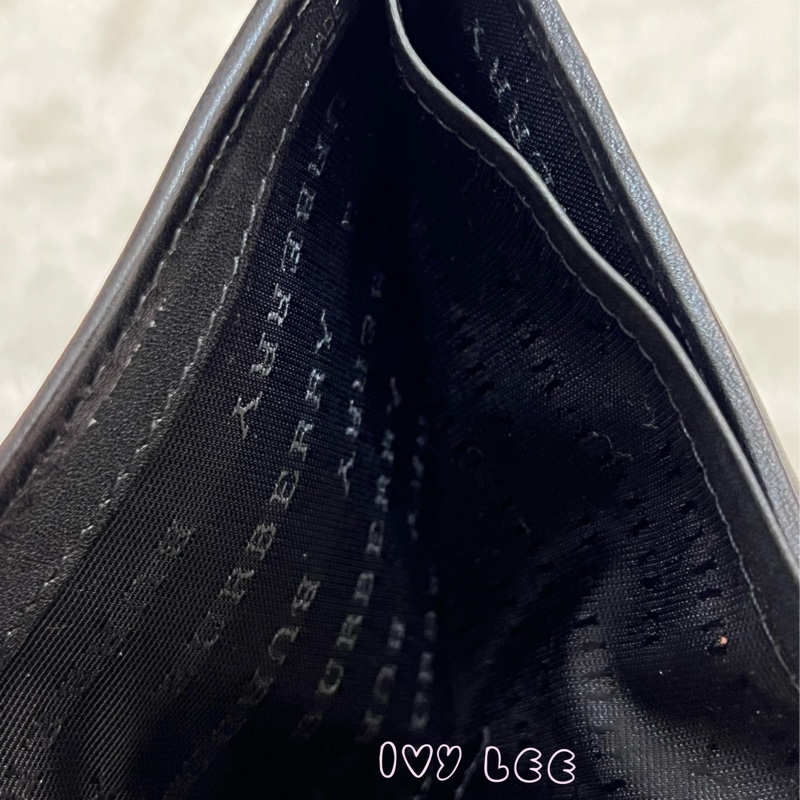 BURBERRY 經典黑灰格紋 翻蓋短夾 零錢袋 5卡層 正品 二手精品-6