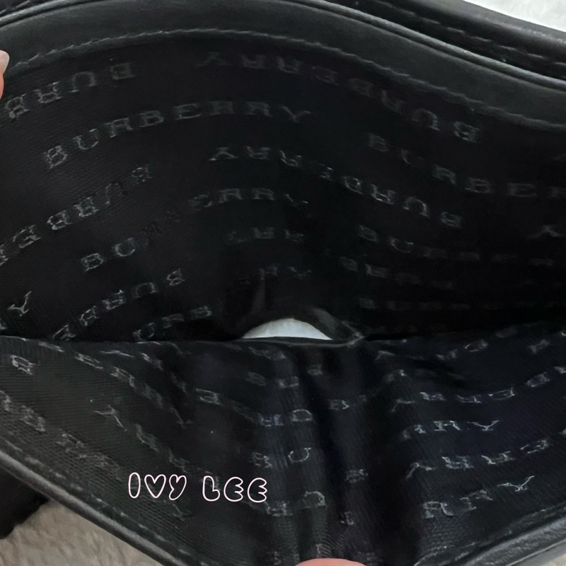 BURBERRY 經典黑灰格紋 翻蓋短夾 零錢袋 5卡層 正品 二手精品-7