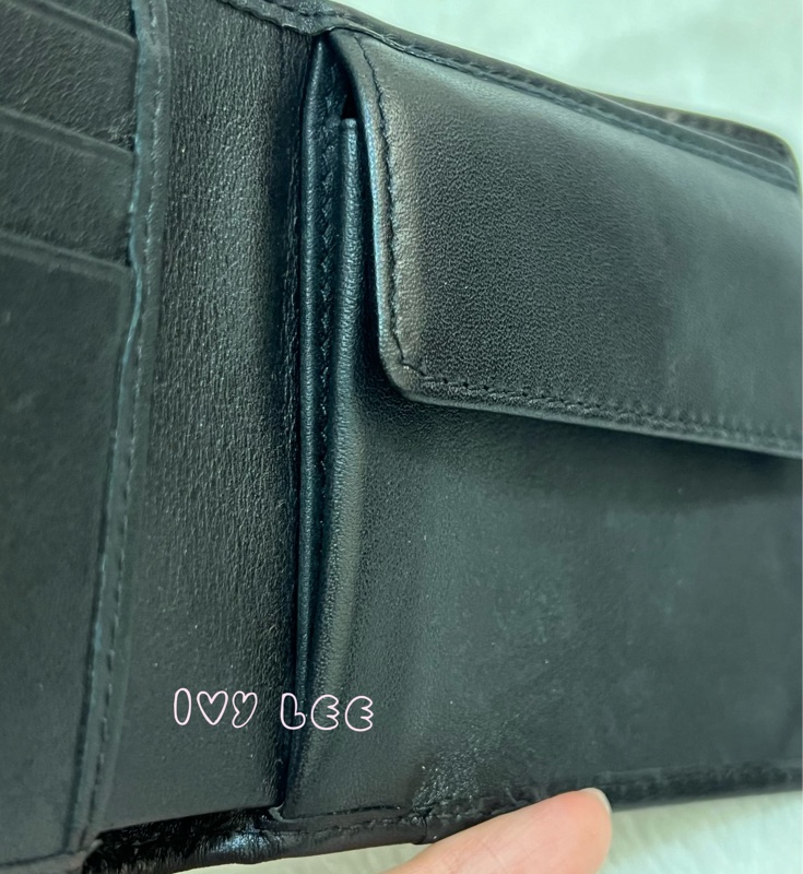 BURBERRY 經典黑灰格紋 翻蓋短夾 零錢袋 5卡層 正品 二手精品-11