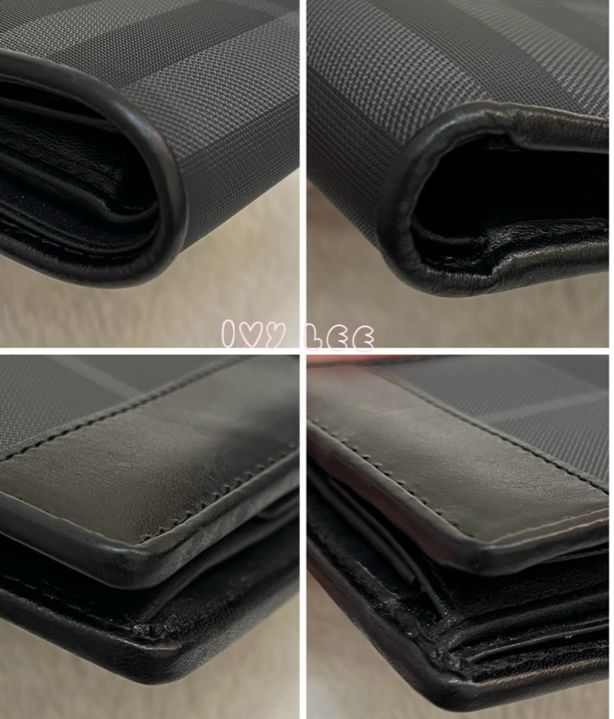 BURBERRY 經典黑灰格紋 翻蓋短夾 零錢袋 5卡層 正品 二手精品-16