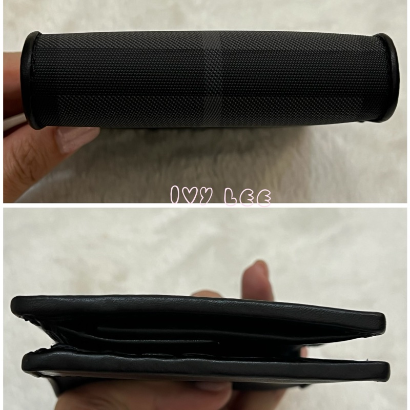 BURBERRY 經典黑灰格紋 翻蓋短夾 零錢袋 5卡層 正品 二手精品-20