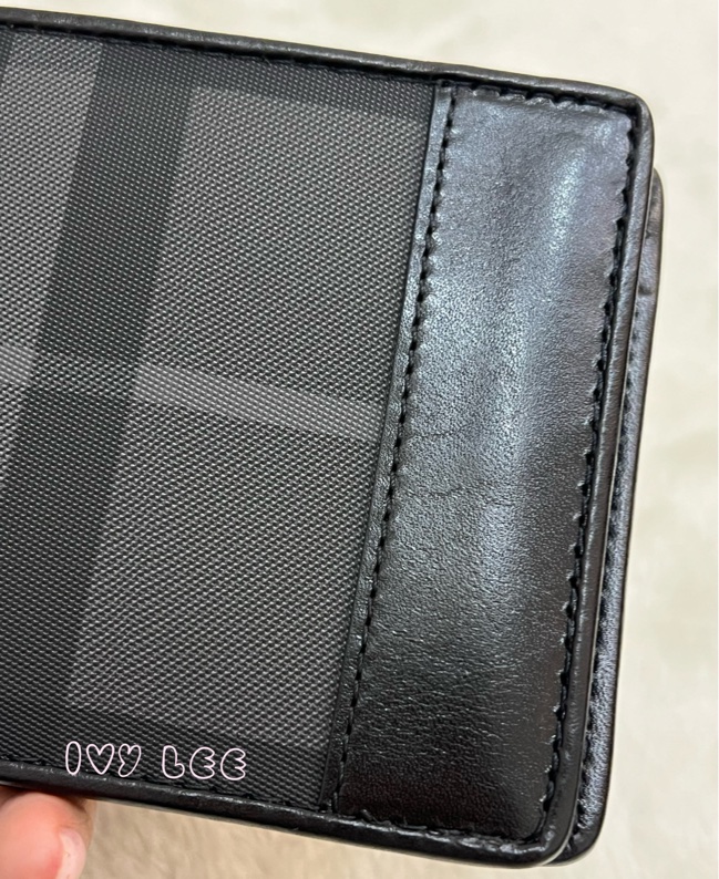 BURBERRY 經典黑灰格紋 翻蓋短夾 零錢袋 5卡層 正品 二手精品-27