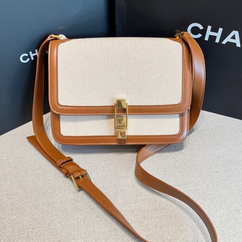 YSL聖羅蘭carre拼色帆布豆腐包 無附件