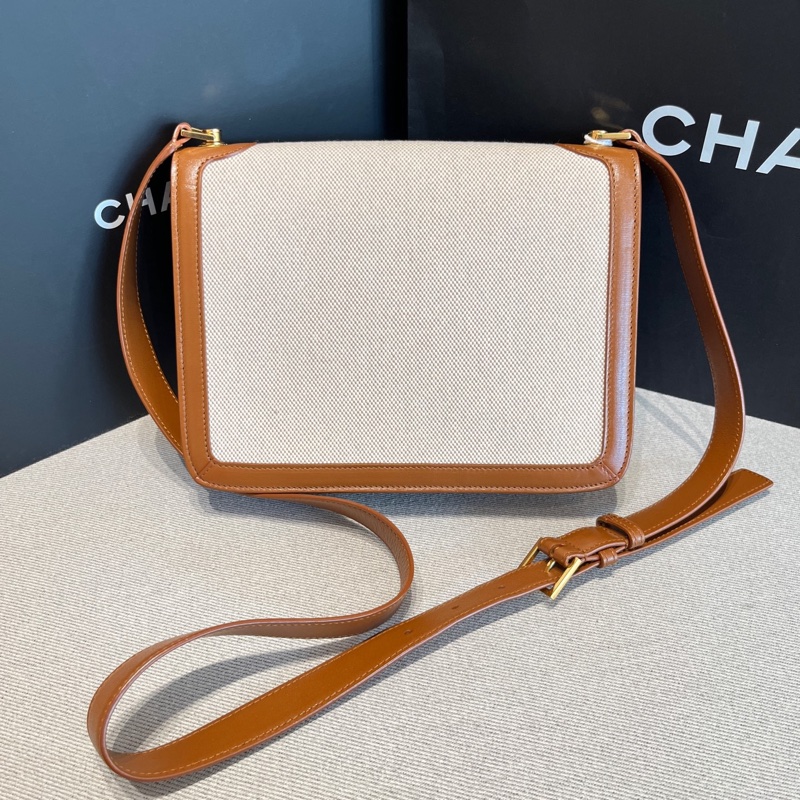 YSL聖羅蘭carre拼色帆布豆腐包 無附件-1