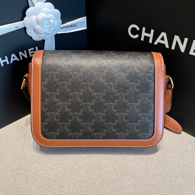 98新 Celine賽琳棕色老花凱旋門中號單肩包  無附件-1